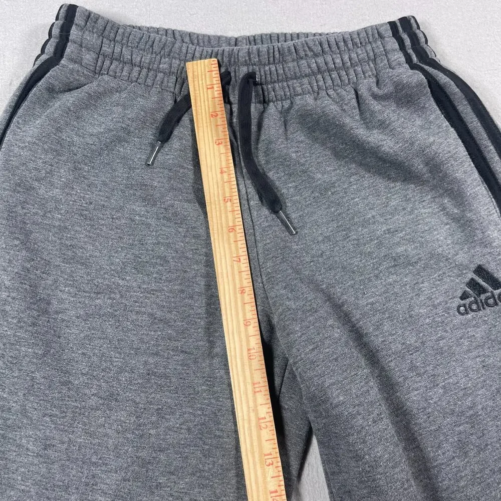 Adidas Sweatpants Men Small Gray Fleece Lined Straight Leg 3-Stripes Logo Athlet
